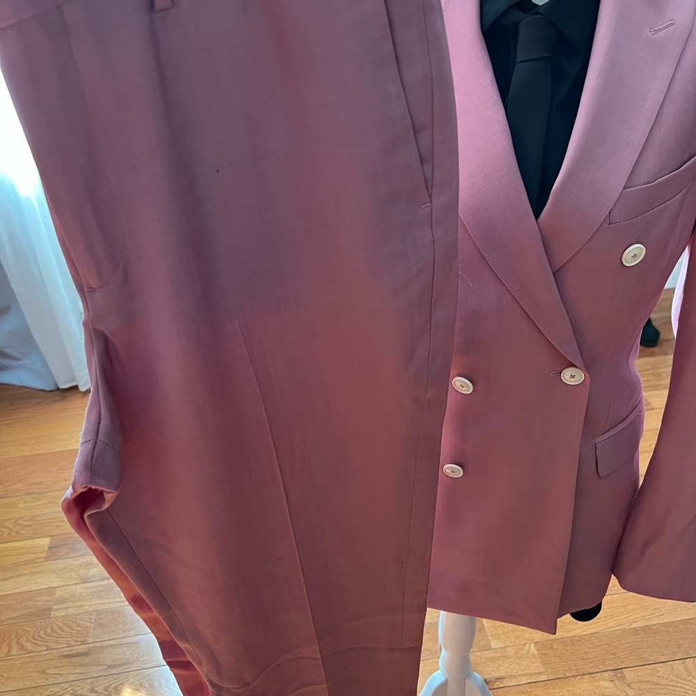 Pink double breasted suit